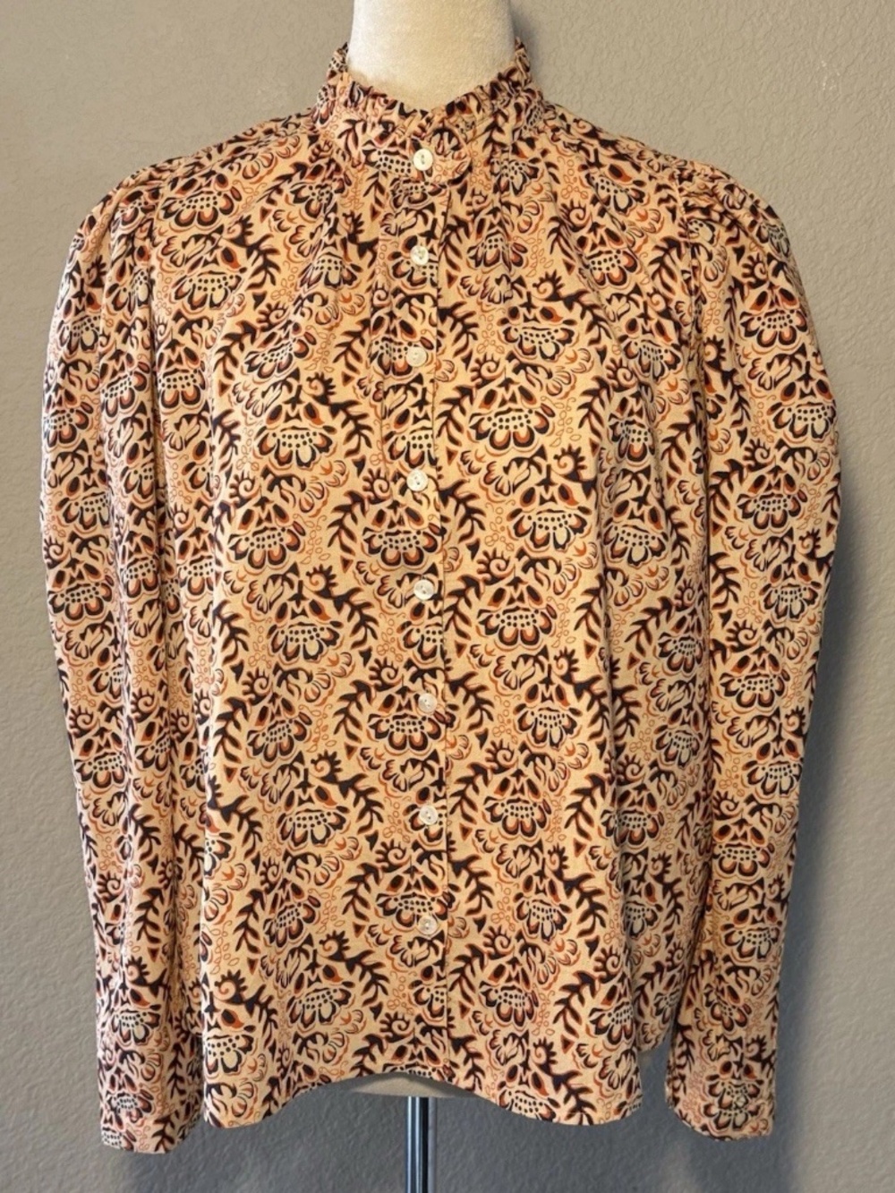 Alix of Bohemia Womens Medium Annabel Finch Block Print Cotton Blouse